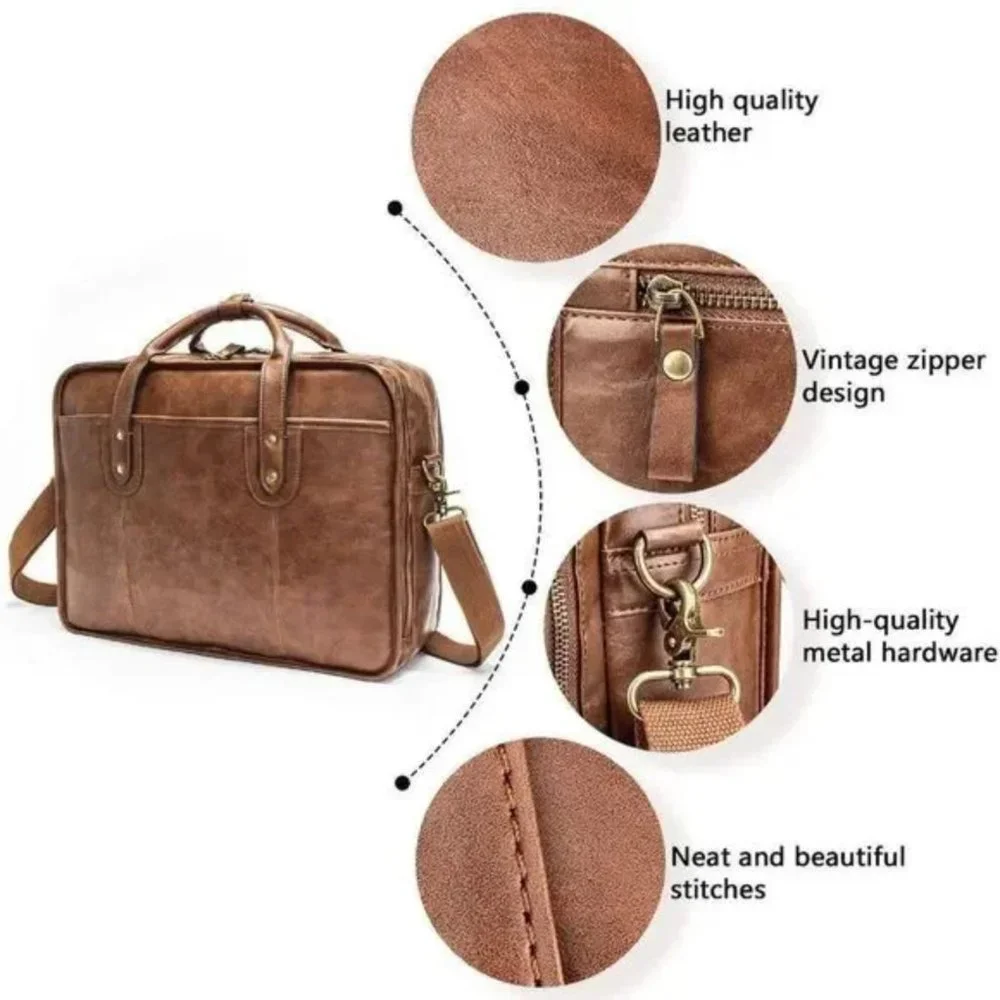 NEW Bosi Leather Briefcases 15.6 Inch - Picture 7 of 11